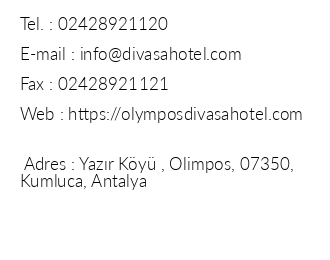 Olympos Divasa Hotel iletiim bilgileri